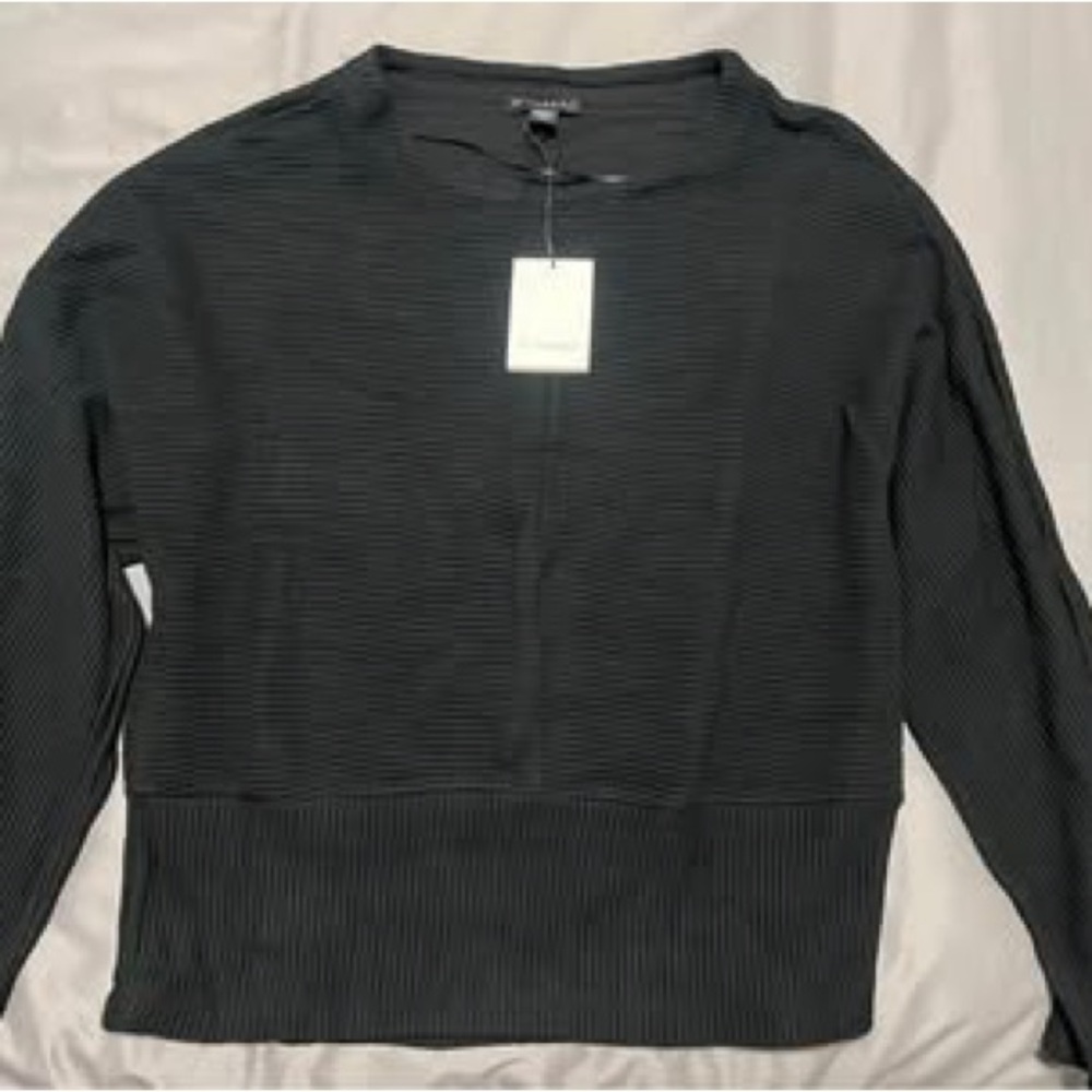 Black Ribbed Long Sleeve Top
